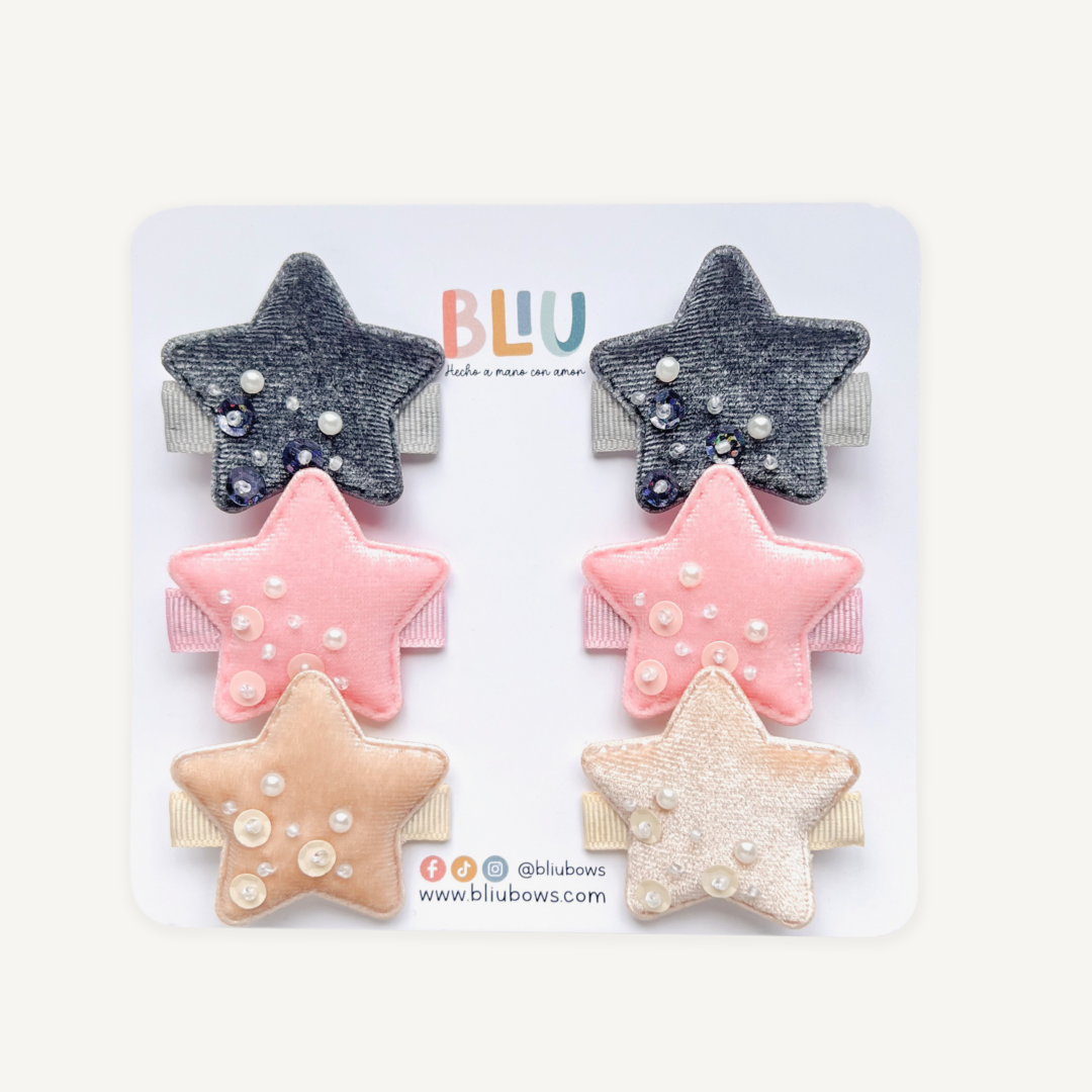 Par de Estrellas con Perlas y Lentejuelas